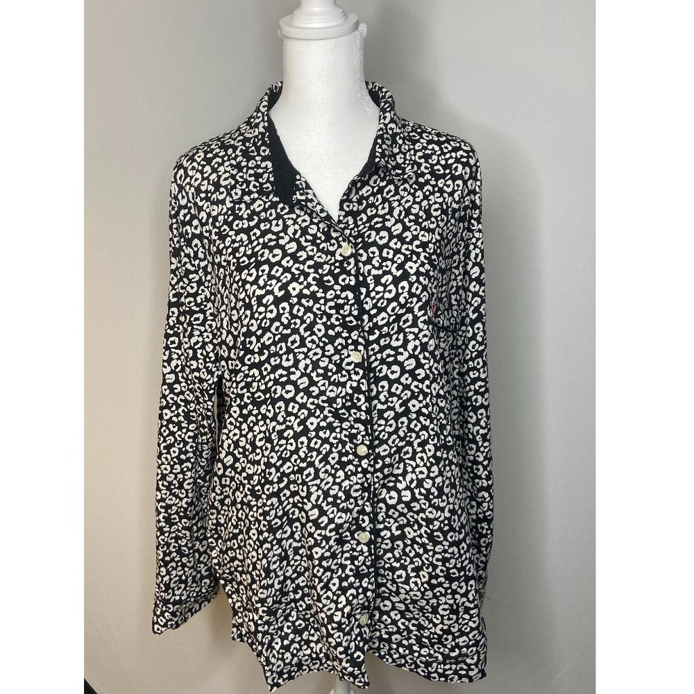 Victoria Secret Animal Print Pajama LS Top EUC